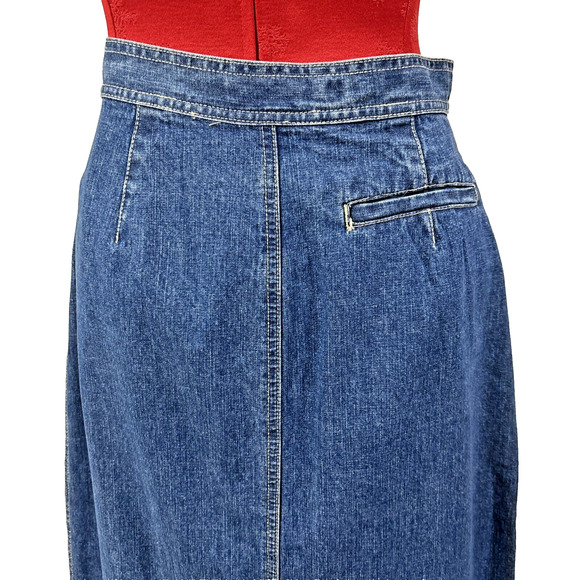 Vintage Gloria Vanderbilt Maxi Long Skirt Blue Denim Size 8 Button Front Cotton - Picture 6 of 11